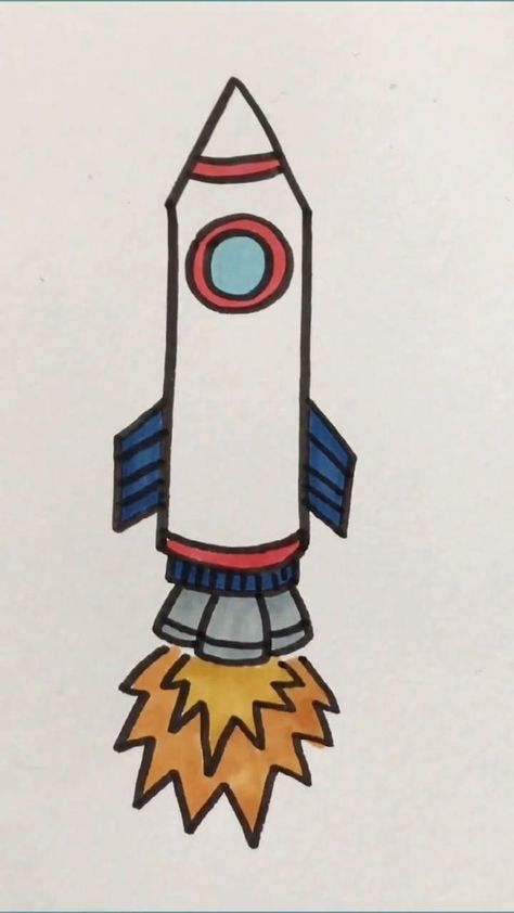 Rocket Drawing, Spaceship Drawing, Rocket Cartoon, Toddler Drawing, Art Kits For Kids, Rockets For Kids, Drawing Tutorials For Kids, Travel Drawing, Ship Drawing