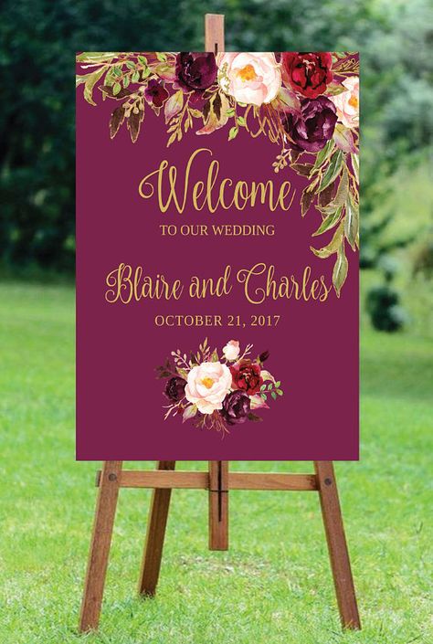 Printable / Editable Welcome Wedding Sign Template 24x36 Wedding Welcome Board, Wedding Entrance Decor, Welcome Board, Maroon Wedding, Wedding Entrance, Wedding Stage Decorations, Wedding Dress Pictures, Welcome To Our Wedding, Stage Decorations