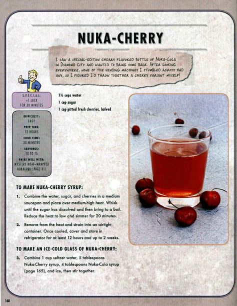 Nuka Cola Quantum Recipe, Fallout 4 Recipes, Fallout Cookbook Recipes, Fallout Food Recipe, Fallout Cookbook, Fallout Recipes, Fallout Food, Nuka Cola Recipe, Fallout Birthday