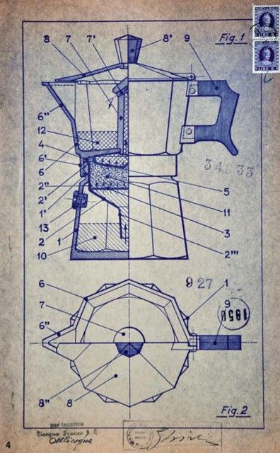 Bialetti Moka, Patent Art Prints, Technical Illustration, Drawn Map, Coffee Drawing, Chef Kitchen, Patent Drawing, Industrial Design Sketch, Production Design