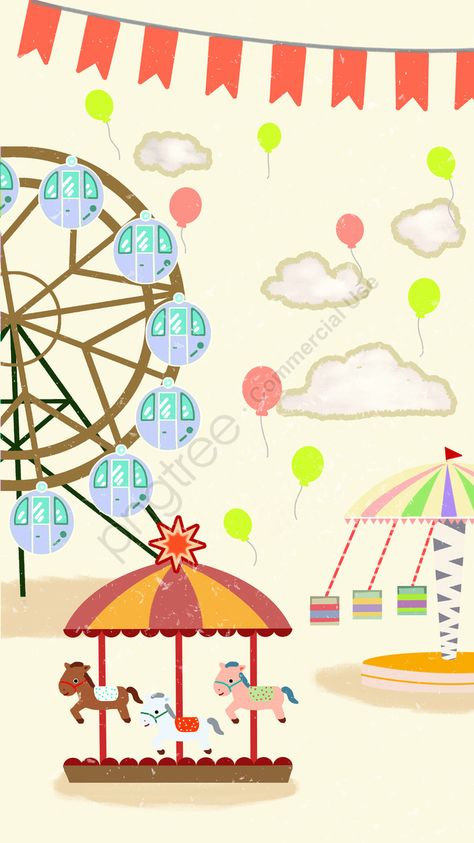 Poster Amusement Park Ferris Wheel Carousel illustration image Fairground Illustration, Amusement Park Illustration, Carousel Illustration, Ferris Wheel Decor, Ride Drawing, Balloon Cloud, Balloon Clouds, Funny Iphone Wallpaper, Font Illustration