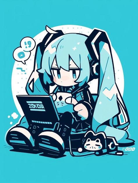 Sejarah Asia, Miku Hatsune Chibi, Miku Hatsune Vocaloid, Images Kawaii, Vocaloid Characters, Miku Vocaloid, 캐릭터 드로잉, Miku Hatsune, Dessin Adorable