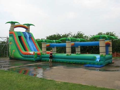 Tropical Breeze Water Slide - Dallas Party Rental Giant Water Slide, Blow Up Water Slide, Water Slide Rentals, Inflatable Obstacle Course, Bounce House Rentals, House Tent, Bubble House, Inflatable Slide, Giant Inflatable