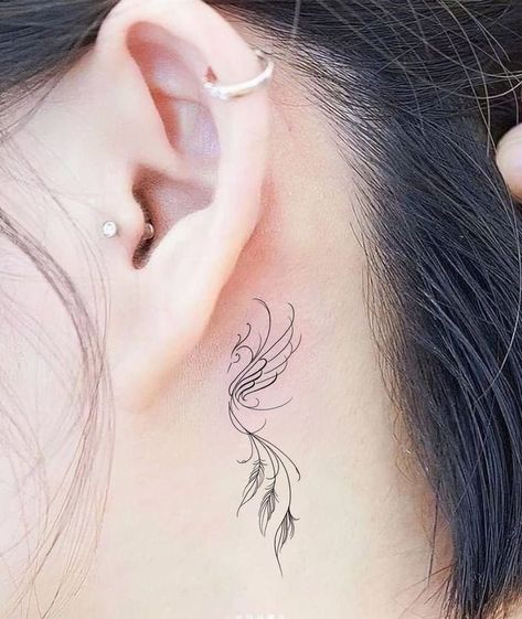 Chest Neck Tattoo, Phoenix Tattoo Ideas, Tato Phoenix, Neck Tattoo Ideas, Phoenix Tattoo Feminine, Small Phoenix Tattoos, Tato Minimal, Mommy Tattoos, Small Pretty Tattoos