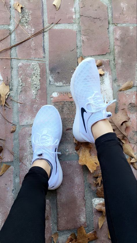 #nike Running Shoes #white #sneakers #fitness #workout Nike Womens Running Shoes White, Cheap White Running Shoes, Nike White Running Shoes Women, Everyday Nike Shoes, Nike Shoes Women Workout, Nike Workout Shoes Women, Athletic Shoes Aesthetic, White Running Shoes Outfit Casual, Womens Running Shoes Trendy