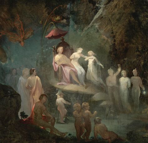 The Fairy Court by Robert Huskisson (1820 - 1861) Fairy Court, Fairy Paintings, Moonlight Painting, Fairy Queen, Magical Art, Old Paintings, Arte Fantasy, The Fairy, Funny Art