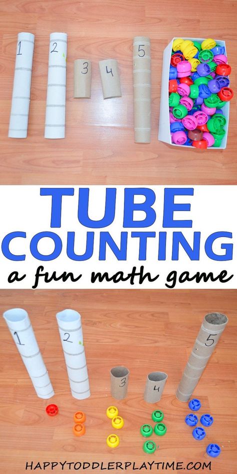 Tube Counting – HAPPY TODDLER PLAYTIME 3k Classroom, Breakfast Invitation, Easy Math Games, Math Activities For Toddlers, Easy Math Activities, Toddler Math, Easy Math, Mathematics Activities, Preschool Counting