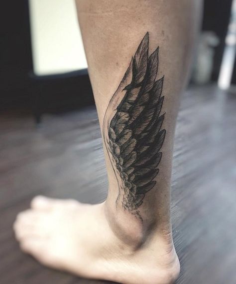 Wing ankle tattoo - 35 Breathtaking Wings Tattoo Designs  <3 <3 Hermes Tattoo, Human Wings, Ankle Tattoo Men, Tattoo Wings, Wing Tattoos On Back, Alas Tattoo, Wing Tattoo Men, Running Tattoo, 42 Tattoo