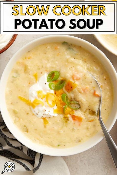 Slow Cooker Potato Soup Slow Cooker Potato, Slow Cooker Potato Soup, Slow Cooker Potatoes, Potato Soup Crock Pot, Budget Bytes, Crock Pot Slow Cooker, Crockpot Recipes Slow Cooker, Slow Cooker Soup, Budget Friendly Recipes