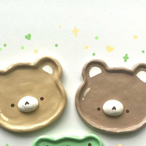 Animal Clay Plates, Easy Clay Creations, Ton Diy, Bear Clay, Candy Clay, Clay Bear, Pencil Drawing Images, Clay Plates, Pottery Animals