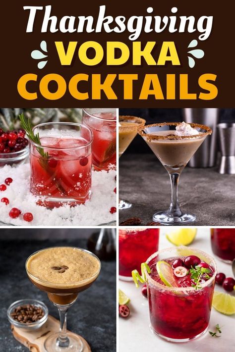 No turkey day is complete without these Thanksgiving vodka cocktails! From martinis to punch to Moscow mules, these drinks are sure to get the party started! Thanksgiving Mule Cocktail, Friendsgiving Cocktails Vodka, Thanksgiving Drinks For Adults, Thanksgiving Recipes Cocktails, Cute Thanksgiving Cocktails, Mixed Drinks Alcoholic Thanksgiving, Thanksgiving Boozy Drinks, Thanks Giving Day Cocktails, Easy Mixed Drinks Alcohol Vodka