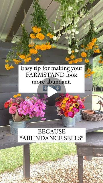 Small Farm Stand Ideas, Farmstand Display Ideas, Farm Garden Ideas Landscaping, Farmstand Ideas Small Farm, Flower Farm Stand, Flower Stand Ideas Farmers' Market, Small Farm Stand, Farmers Market Ideas, Farm Stand Ideas