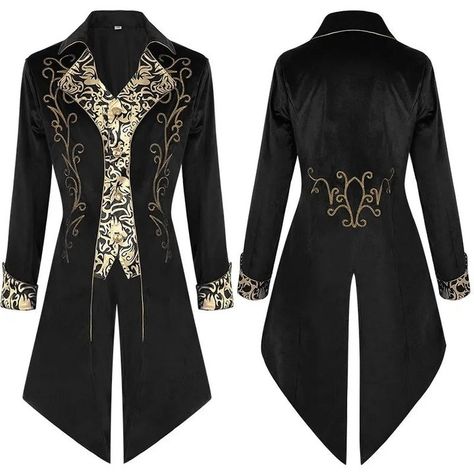 New Mens Steampunk Retro Tail Jacket Gothic Victorian Frock Costume https://pleasuresandsins.com/products/new-mens-steampunk-retro-tail-jacket-gothic-victorian-frock-costume Pleasures and Sins #Bestseller Victorian Uniform, Medieval Jacket, Steampunk Medieval, Mens Steampunk, Costume Noir, Black Costume, Frock Coat, Gothic Victorian, Medieval Costume