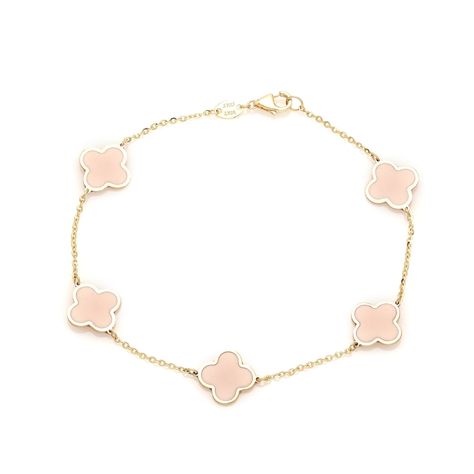 14K SOLID YELLOW GOLD PINK FOUR LEAF CLOVER BRACELETHere is a Beautiful , delicate and simple, yet classy Clover bracelet . This is 14k Solid Yellow Gold. ( We do not sell filled or plated jewelry) Perfect for everyday use.Clover Dimension : 10mm Chain Length : 7 Inches Bracelet Weight : 1.9gr --NICE THICK CHAIN WITH LOBSTER CLAW--Absolutely stunning. Comes in a gift box. Kendra Scott Bracelet Clover, Golf Jewelry, Four Leaf Clover Bracelet, Classy Purses, Van Cleef And Arpels Jewelry, Clover Jewelry, Clover Bracelet, Four Leaf Clover Necklace, Nice Jewelry