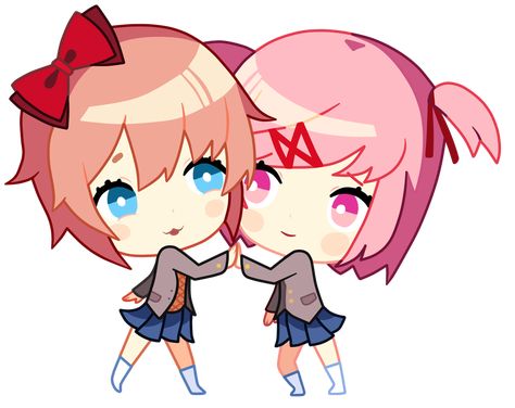 Sayori and Natsuki Chibi BFFS Commission by EvaHeartsYou on DeviantArt Sayori And Natsuki, Natsuki And Sayori, Chibi Commission, Creepy Games, Tokyo Kawaii, Oki Doki, Anime Music Videos, Doki Doki Literature Club, I Am So Grateful