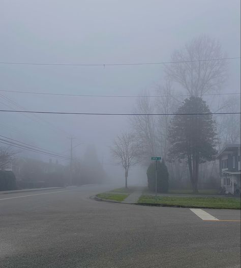 Nature, Foggy Small Town Aesthetic, Foggy Street Aesthetic, Foggy Town Aesthetic, Foggy Liminal Space, Foggy Aesthetic City, Northeast Gothic, Isolated Homes, Silent Images