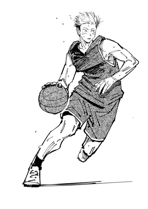 Basketball Poses Drawing, Basketball Manga, Drawing Pfp, Basketball Drawings, Basketball Anime, Arte Nerd, Last Resort, Basketball Art, Yuji Itadori