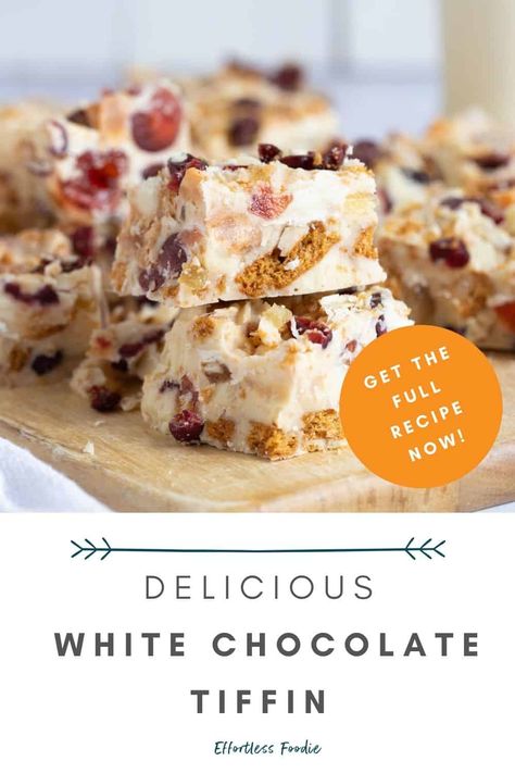 White Chocolate Tiffin, Christmas Tiffin, Chocolate Tiffin Recipe, Chocolate Tiffin, Chocolate Fridge Cake, Chocolate Traybake, Traybake Cake, Cranberry Fudge, Stem Ginger