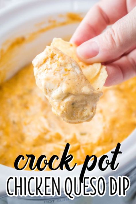 Mexican Dip In Crock Pot, Buffalo Chicken Queso Dip, Chicken Dip With Cream Of Chicken Soup, Chicken Velveeta Dip, Chicken And Cheese Dip, Cheesy Chicken Dip Crockpot, Crock Pot Chicken Appetizers, Crockpot Chicken Dips For Parties, Crock Pot Recipes For Parties