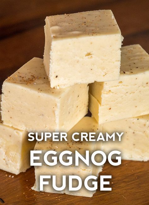 Custard Cream Squares, Eggnog Fudge, Creamy Eggnog, Homemade Fudge Recipes, Custard Cream, Fudge Recipes Easy, Eggnog Recipe, Homemade Fudge, Egg Nog