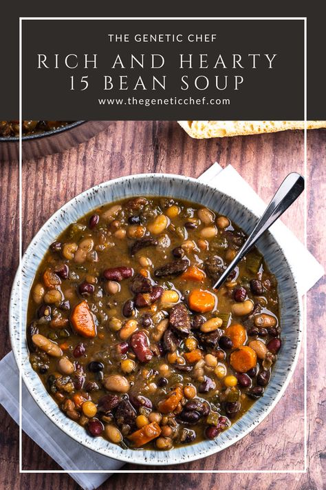 Vegetarian Ham And Bean Soup, 15 Bean Ham Soup, 15 Bean Soup Vegetarian, Mix Beans Soup Recipes, 15 Bean Vegetable Soup, Bean Soup With Dried Beans, Bean Soup No Meat, Ww Bean Soup, 15 Bean Soup With Ground Beef