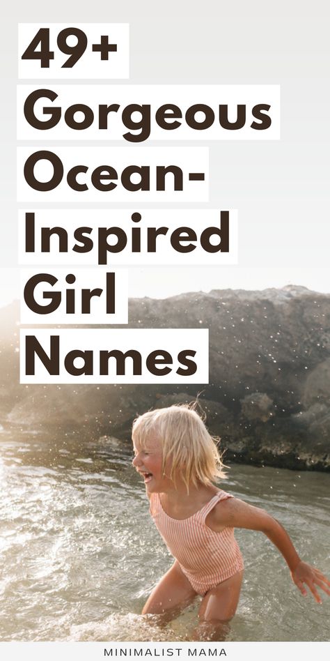 Searching forocean girl names that are pretty, beachy and cute? This is the ONLY baby names list you need - full of unique baby girl names that are inspired by water, ocean and sea! Ocean Baby Names, Hawaiian Girl Names, S Girl Names, Good Girl Names, Ocean Names, Unique Baby Girl Names, Surfer Baby, List Of Girls Names