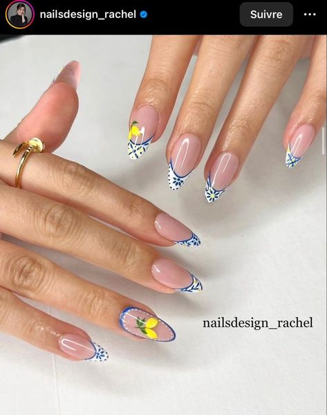 Amalfi Nails Design, Talavera French Nails, Almafi Coast Nails, Mediterranean Tile Nails, Italy Nail Art, Sicilian Nails, Italian Nails Designs Italy, Amalfi Coast Nails, Italy Nails Design