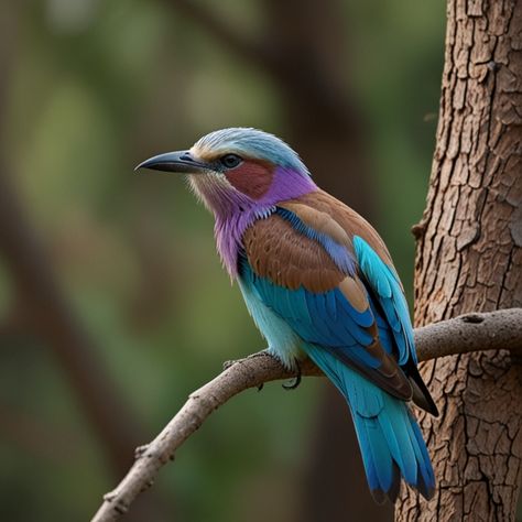 Perfect shot😍 Lilac-breasted Roller The Lilac-breasted Roller, found in sub-Saharan Africa, is a dazzling avian marvel. Its vibrant plumage showcases an array of colors, from azure to lilac, creating a kaleidoscopic spectacle. This roller's distinctive aerial acrobatics, marked by agile mid-air twists and turns, mesmerize observers. Nesting in natural tree hollows, they adorn their nests with an eclectic mix of materials, from grass to feathers. These birds are often spotted in savannas, woo... Roller Bird, Lilac Breasted Roller, Bird Reference, African Landscape, Birds Of Australia, Aerial Acrobatics, Natural Tree, Bird Photos, Photographer Photoshoot