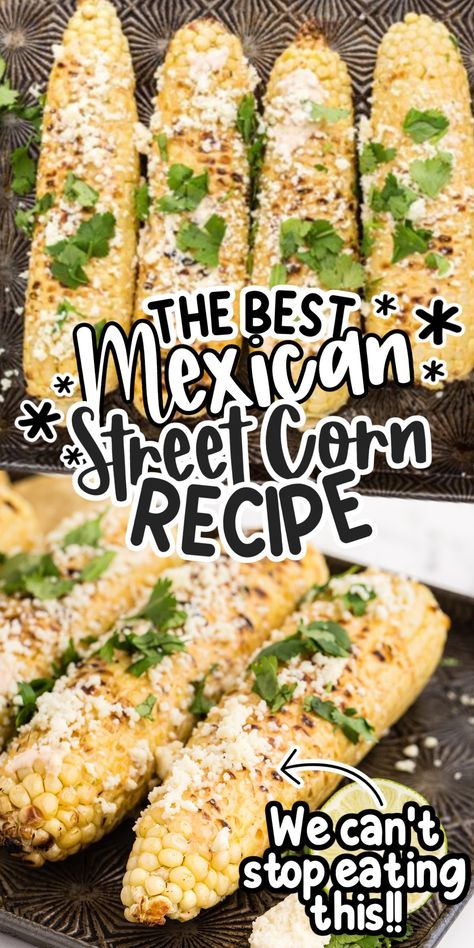 🌽🔥 Indulge in the addictive goodness of Mexican Street Corn! 😋🔥 Chargrilled till tender, smothered in a spicy and creamy sauce mixture, and topped with chopped cilantro and Cotija cheese! 🌶️🧀 Perfect as a snack or main dish! ⏱️ Ready in just 20 minutes!! 🕒✨ #MexicanStreetCorn #AddictiveFlavors #SpicySauce #CreamyDelights #TastyTreat #QuickAndEasy #SnackTime #MainDish Authentic Mexican Street Corn, Mexican Corn Recipe, Mexican Corn On The Cob, Grilled Mexican Street Corn, Easy Mexican Street Corn, Mexican Corn Recipes, Mexican Street Corn Recipe, Street Corn Recipe, Mayo Recipe