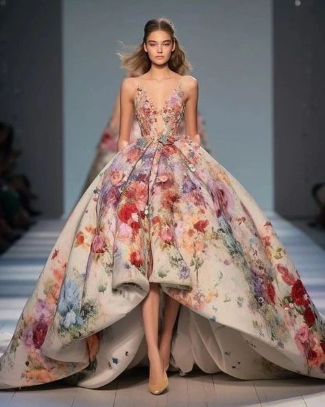 Floral cancan beautiful outfits 💫 #instagram #fashion #summer #instadaily Floral Theme Outfit, Premier Dresses, Premier Dress, Theme Board, Perfect Dresses, Wedding Pakistani, Hand Painted Dress, Fancy Fashion, Fashion Shoots