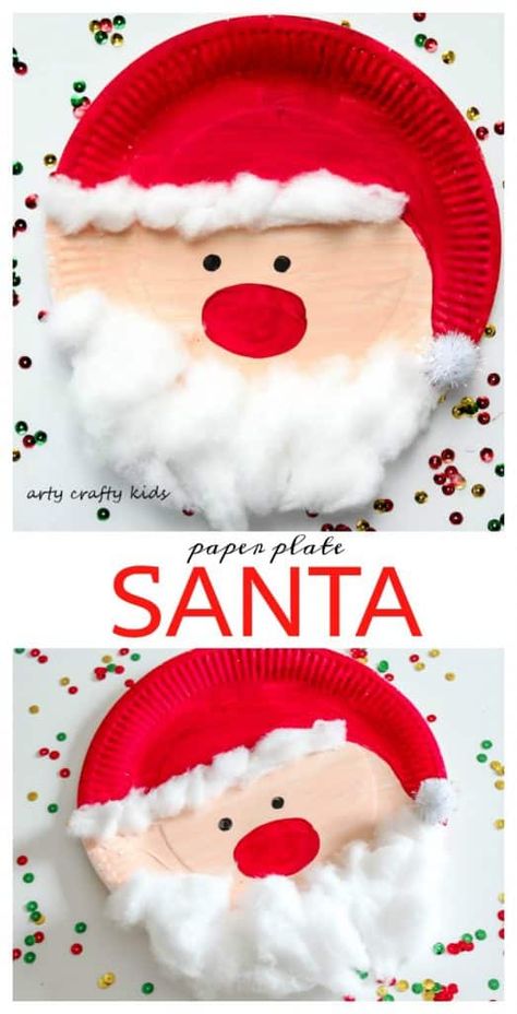 rty Crafty Kids - Seasonal - Easy Chrsitmas Craft - Paper Plate Santa - Super cute and Super Adorable Paper Plate Santa - An easy and fun Christmas Craft for Kids. Perfect for little hands and independent crafting. Paper Plate Santa Craft, Santa Paper Plate, Santa Craft For Kids, Paper Plate Santa, Santa Craft, Paper Plate Craft, Preschool Christmas Crafts, Santa Crafts, Fun Christmas Crafts