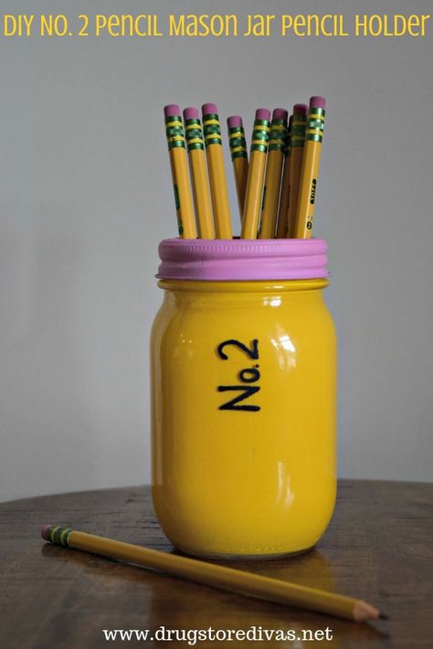 Pencil Mason Jar, Jar Pencil Holder, Toothpick Crafts, Back To School Crafts For Kids, Diy Pencil Holder, No 2 Pencil, Diy Pencil, Back To School Crafts, Decorating Diy