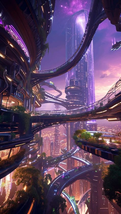 Sci Fi Kingdom, Hydropunk City, Futuristic City Dystopia, Dark Futuristic Aesthetic, Futuristic City Utopia, Kota Masa Depan, Scifi City, Cyberpunk World, Sci Fi City