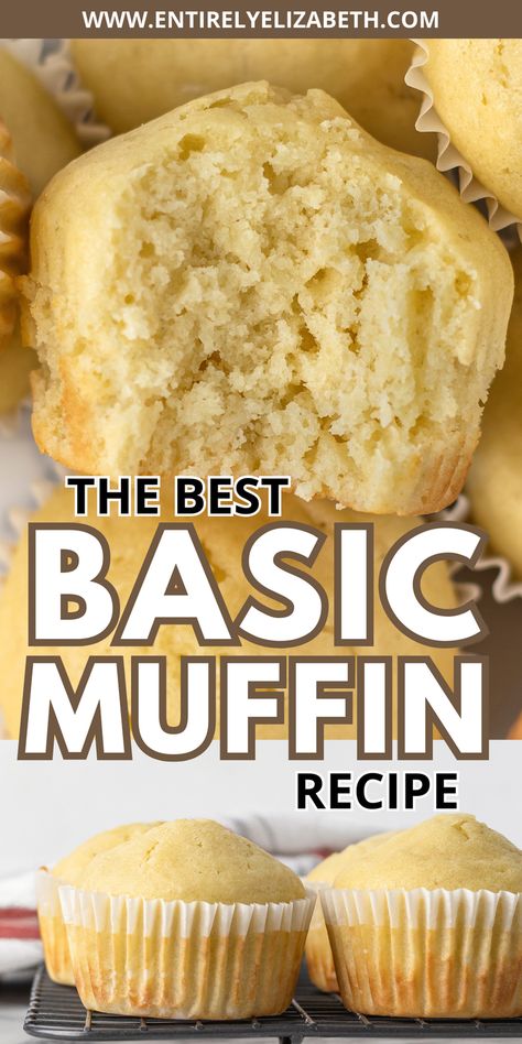 Grandma's timeless muffin recipe is tender, delicious, and ready to adapt with your favorite mix-ins. Simple ingredients, handy directions - homemade muffins, easy as can be. This is the BEST Basic Muffin Recipe out there! Simple Easy Muffins, Low Ingredient Muffins, Yeast Muffin Recipes, Easy Homemade Muffins Simple, Easy Muffin Mix Recipes, Simple Breakfast Muffins, Homemade Muffin Mix Recipes, 6 Muffin Recipe, Few Ingredients Baking