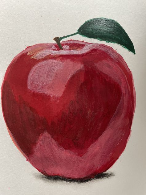 Painting Practice Acrylic, Apple Painting Easy, Paint With Apples, How To Paint An Apple, Apple Painting Acrylic, Fruit Acrylic Painting, Painting Of Apple, Apple Paintings, How To Paint An Apple Acrylic