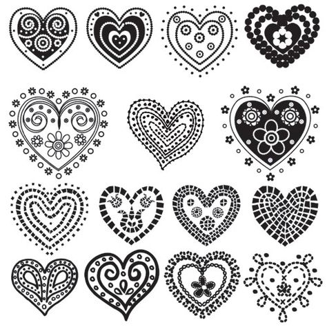 Heart Doodle, Loving Heart, Heart Designs, Doodles Zentangles, Digi Stamps, Zentangle Patterns, Zentangle Art, Heart Art, Dot Painting