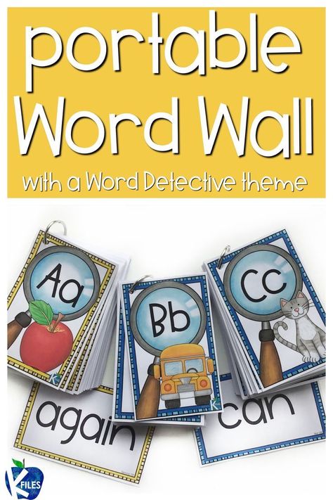 Portable Word Wall Kindergarten, Portable Word Wall, Wall Activities, Portable Word Walls, Word Wall Activities, Personal Word Wall, Just Right Books, Detective Theme, First Grade Words