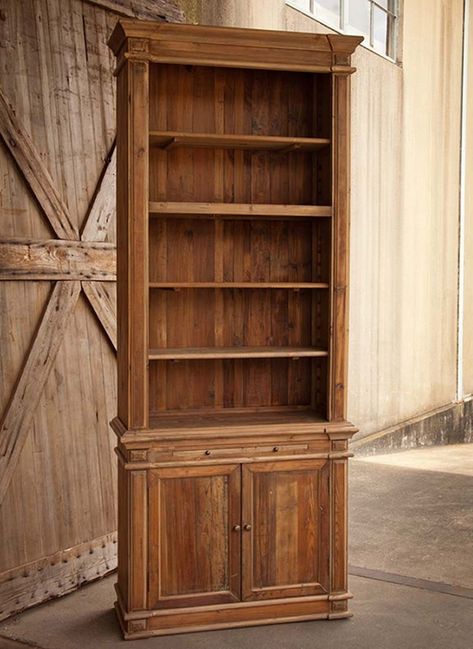 Pine Bookshelf, Shabby Chic Shelves, Shabby Chic Storage, Bookshelf Cabinet, Pine Cabinets, Farmhouse Cabinets, Rustic Cabinets, Park Hill, French Country Design