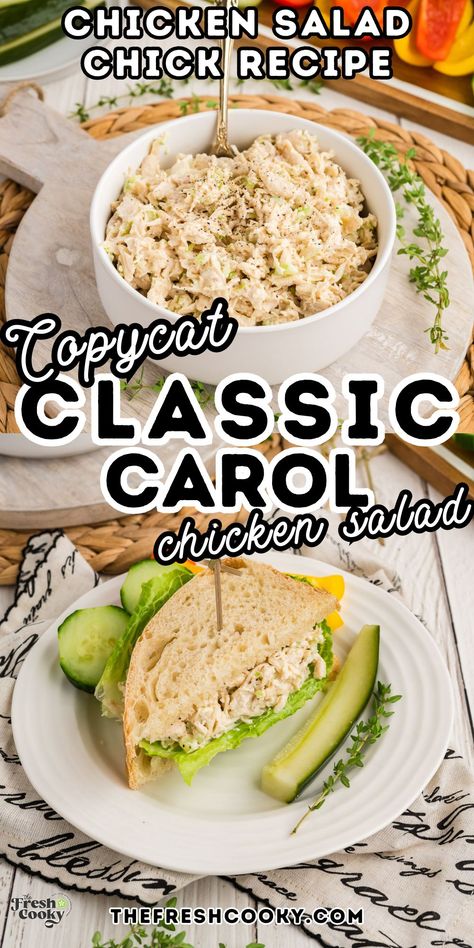 Chicken Salad Chick Classic Carol Chicken Salad  • The Fresh Cooky Classic Carol Chicken Salad Chick Recipe, Homemade Chicken Salad Recipe Easy, Classic Carol Chicken Salad, Chicken Salad Chick Recipe, Picnic Salad Recipes, Chicken Salad Chick, Salad At Home, Best Chicken Salad Recipe, Homemade Chicken Salads