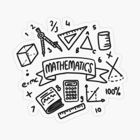 Mathematics Design Math Art, Math Doodles Art, Math Stickers Printable, Cute Math Doodles, Mathematics Stickers, Math Lettering Design, Math Border, Math Stickers, Doodle Maths