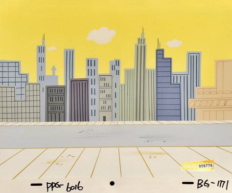 Cartoon City Background, Lyric Animation, Drawing Environments, Upa Style, Layout Reference, Mojo Jojo, Mid Century Illustration, Superman Comic, Color Script