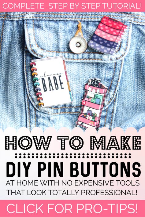 Learn how to make cute & easy DIY button lapel pins that look just as professional as enamel pins you buy online!  We have a detailed step by step tutorial and 15 minute video that will show you how make your own custom lapel pins with no expensive equipment or supplies!  This is a funcraft project to take on yourself or with the kids! #pins #crafting #diy #enamel #tutorial #flair Diy Button Pins, Enamel Pins Diy, Make Your Own Pins, Make Enamel Pins, Summer Boredom, Custom Lapel Pins, Country Girl Life, Diy Budget, Acrylic Pins