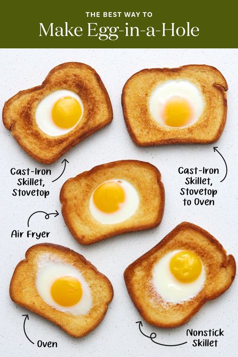 We Tried 5 Ways of Making Egg-in-a-Hole and Found a Clear Winner Eggs In Bread, Affirmation Lockscreen, Ways To Make Eggs, Egg In A Hole, Ways To Cook Eggs, Eggs In A Basket, How To Make Eggs, Over Easy Eggs, Breakfast Specials