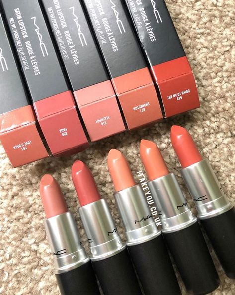 Top Mac Lipsticks, Mac Lipstick Satin, Lipstick Combos, Lipstick Names, Pink Lipstick Shades, Mac Satin Lipstick, Nude Pink Lipstick, Eyeshadow Styles, Mac Lipstick Swatches