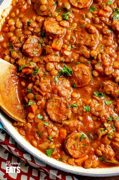 Instant Pot Dairy Free, Lentil Casserole Recipes, Sausage Casserole Slow Cooker, One Pot Sausage, Lentils And Sausage, Lentil Casserole, Sausage Casserole Recipes, Pot Recipes Healthy, Lentil Dishes