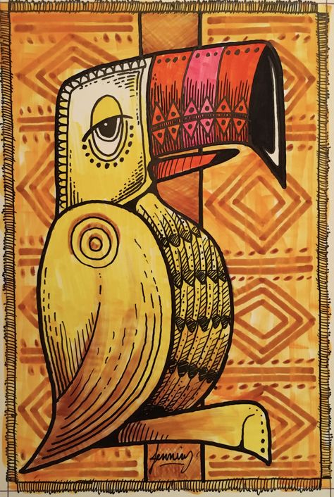 Tropical Bird Drawing, Tiki Craft, Tiki Drawing, Tiki Christmas, Tiki Artwork, Tiki Signs, Tiki Tattoo, Seminole Florida, Tiki Totem