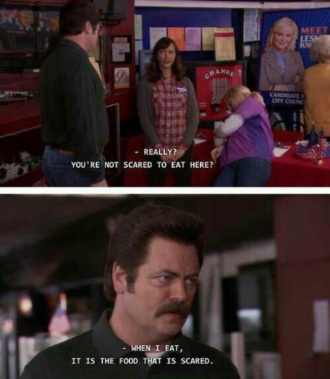 Food should be scared of me Funny Screencaps, Parcs And Rec, Ron Swanson Quotes, Parks And Rec, Movie Screencaps, Ron Swanson, Life Quotes Love, Parks N Rec, Tv Quotes