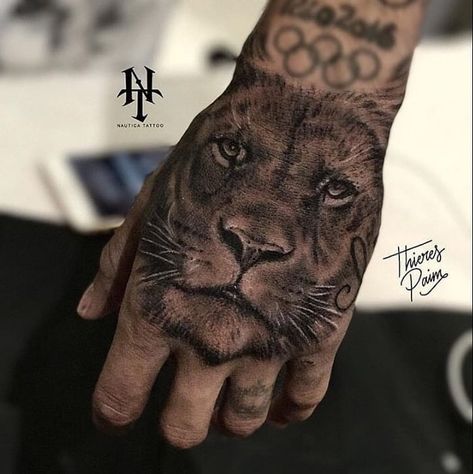 i love that tattoo 😍 what do yall think about it? @neymarjr .  #neymar #neymarjr #njr #psg #love #messi #ronaldo #follow Lion Hand Tattoo Men, Neymar Jr Tattoos, Lion Hand Tattoo, Lion Forearm Tattoos, Hand Tatto, Men Tattoos Arm Sleeve, Latest Tattoos, Hand Tattoos For Guys, Hand Tattoo