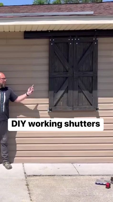 Make your own working shutters. One of our favorite DIYs! #diyideas #diyprojects #diyhomedecor | Trent Tribe | Trent Tribe · Original audio Diy Window Shutters, Outdoor Window Shutters, Window Boards, Witchy Cottage, Window Shutters Exterior, Outdoor Shutters, Diy Shutters, Shutters Exterior, Outside Living