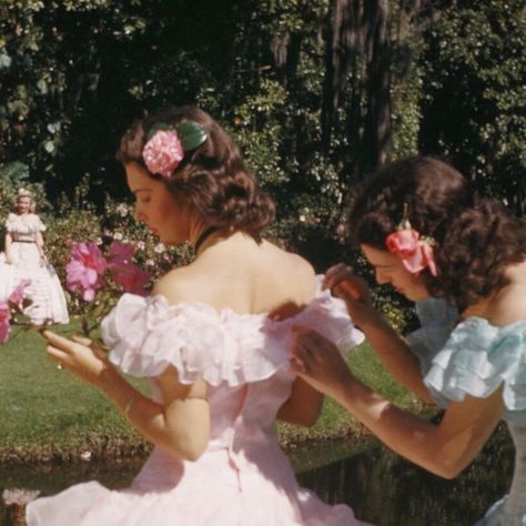 :: {Southern Belles  photographed by Michael Ochs, 1930’s} • Norway Cottage, Princess X Knight, Dresses Picnic, Southern Belle Aesthetic, High Tea Birthday Party, Cups Aesthetic, Belle Aesthetic, Bill Hicks, Fairytale Photoshoot